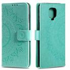 For Xiaomi Redmi Note 9 Pro Totem Flower Embossed Horizontal Flip TPU + PU Leather Case with Holder & Card Slots & Wallet(Green) - 1