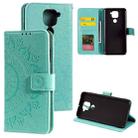 For Xiaomi Redmi Note 9 Totem Flower Embossed Horizontal Flip TPU + PU Leather Case with Holder & Card Slots & Wallet(Green) - 1