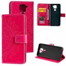 For Xiaomi Redmi Note 9 Totem Flower Embossed Horizontal Flip TPU + PU Leather Case with Holder & Card Slots & Wallet(Red) - 1