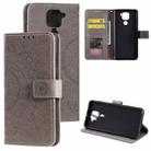 For Xiaomi Redmi Note 9 Totem Flower Embossed Horizontal Flip TPU + PU Leather Case with Holder & Card Slots & Wallet(Grey) - 1