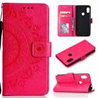 For Xiaomi Redmi Note 7 Totem Flower Embossed Horizontal Flip TPU + PU Leather Case with Holder & Card Slots & Wallet(Red) - 1