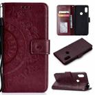 For Xiaomi Redmi Note 7 Totem Flower Embossed Horizontal Flip TPU + PU Leather Case with Holder & Card Slots & Wallet(Brown) - 1