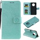 For Xiaomi Redmi Note 9T Totem Flower Embossed Horizontal Flip TPU + PU Leather Case with Holder & Card Slots & Wallet(Green) - 1