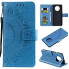 For Xiaomi Redmi Note 9T Totem Flower Embossed Horizontal Flip TPU + PU Leather Case with Holder & Card Slots & Wallet(Blue) - 1