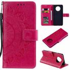 For Xiaomi Redmi Note 9T Totem Flower Embossed Horizontal Flip TPU + PU Leather Case with Holder & Card Slots & Wallet(Red) - 1