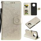 For Xiaomi Redmi Note 9T Totem Flower Embossed Horizontal Flip TPU + PU Leather Case with Holder & Card Slots & Wallet(Gold) - 1
