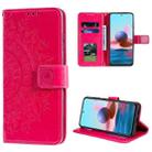 For Xiaomi Redmi Note 10 4G Totem Flower Embossed Horizontal Flip TPU + PU Leather Case with Holder & Card Slots & Wallet(Red) - 1