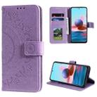 For Xiaomi Redmi Note 10 4G Totem Flower Embossed Horizontal Flip TPU + PU Leather Case with Holder & Card Slots & Wallet(Purple) - 1