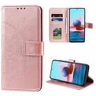 For Xiaomi Redmi Note 10 4G Totem Flower Embossed Horizontal Flip TPU + PU Leather Case with Holder & Card Slots & Wallet(Rose Gold) - 1