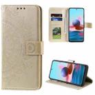 For Xiaomi Redmi Note 10 4G Totem Flower Embossed Horizontal Flip TPU + PU Leather Case with Holder & Card Slots & Wallet(Gold) - 1