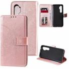 For Xiaomi Mi Note 10 Lite Totem Flower Embossed Horizontal Flip TPU + PU Leather Case with Holder & Card Slots & Wallet(Rose Gold) - 1