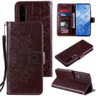 For Xiaomi Mi 10 5G Totem Flower Embossed Horizontal Flip TPU + PU Leather Case with Holder & Card Slots & Wallet(Brown) - 1