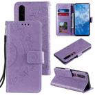 For Xiaomi Mi 10 5G Totem Flower Embossed Horizontal Flip TPU + PU Leather Case with Holder & Card Slots & Wallet(Purple) - 1