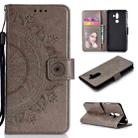 For Nokia 7 Plus Totem Flower Embossed Horizontal Flip TPU + PU Leather Case with Holder & Card Slots & Wallet(Gray) - 1
