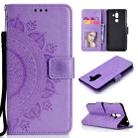 For Nokia 7 Plus Totem Flower Embossed Horizontal Flip TPU + PU Leather Case with Holder & Card Slots & Wallet(Purple) - 1