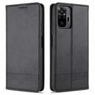 For Xiaomi Redmi Note 10 Pro AZNS Magnetic Calf Texture Horizontal Flip Leather Case with Card Slots & Holder & Wallet(Black) - 1