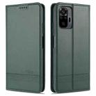 For Xiaomi Redmi Note 10 Pro AZNS Magnetic Calf Texture Horizontal Flip Leather Case with Card Slots & Holder & Wallet(Dark Green) - 1