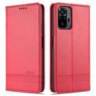 For Xiaomi Redmi Note 10 Pro Max AZNS Magnetic Calf Texture Horizontal Flip Leather Case with Card Slots & Holder & Wallet(Red) - 1