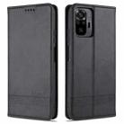 For Xiaomi Redmi Note 10 Pro Max AZNS Magnetic Calf Texture Horizontal Flip Leather Case with Card Slots & Holder & Wallet(Black) - 1