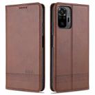 For Xiaomi Redmi Note 10 Pro Max AZNS Magnetic Calf Texture Horizontal Flip Leather Case with Card Slots & Holder & Wallet(Dark Brown) - 1