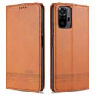 For Xiaomi Redmi Note 10 Pro Max AZNS Magnetic Calf Texture Horizontal Flip Leather Case with Card Slots & Holder & Wallet(Light Brown) - 1