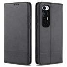 For Xiaomi Mi 10S AZNS Magnetic Calf Texture Horizontal Flip Leather Case with Card Slots & Holder & Wallet(Black) - 1