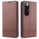 For Xiaomi Mi 10S AZNS Magnetic Calf Texture Horizontal Flip Leather Case with Card Slots & Holder & Wallet(Dark Brown) - 1