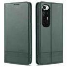 For Xiaomi Mi 10S AZNS Magnetic Calf Texture Horizontal Flip Leather Case with Card Slots & Holder & Wallet(Dark Green) - 1