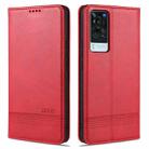 For vivo X60 Pro AZNS Magnetic Calf Texture Horizontal Flip Leather Case with Card Slots & Holder & Wallet(Red) - 1