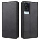 For vivo X60 Pro AZNS Magnetic Calf Texture Horizontal Flip Leather Case with Card Slots & Holder & Wallet(Black) - 1