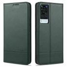 For vivo X60 Pro AZNS Magnetic Calf Texture Horizontal Flip Leather Case with Card Slots & Holder & Wallet(Dark Green) - 1