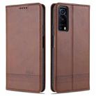 For vivo Y72 5G AZNS Magnetic Calf Texture Horizontal Flip Leather Case with Card Slots & Holder & Wallet(Dark Brown) - 1