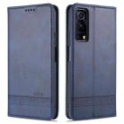 For vivo Y72 5G AZNS Magnetic Calf Texture Horizontal Flip Leather Case with Card Slots & Holder & Wallet(Dark Blue) - 1