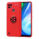 For OPPO Realme C21 Metal Ring Holder 360 Degree Rotating TPU Case(Red+Red) - 1