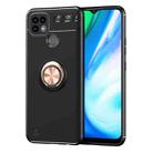 For OPPO Realme C21 Metal Ring Holder 360 Degree Rotating TPU Case(Black+Rose Gold) - 1