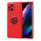 For OPPO Find X3 Metal Ring Holder 360 Degree Rotating TPU Case(Red+Red) - 1