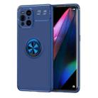 For OPPO Find X3 Metal Ring Holder 360 Degree Rotating TPU Case(Blue+Blue) - 1