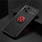For OPPO Find X3 Metal Ring Holder 360 Degree Rotating TPU Case(Black+Red) - 2
