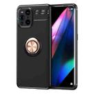 For OPPO Find X3 Metal Ring Holder 360 Degree Rotating TPU Case(Black+Rose Gold) - 1