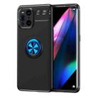 For OPPO Find X3 Metal Ring Holder 360 Degree Rotating TPU Case(Black+Blue) - 1