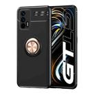 For OPPO Realme GT 5G Metal Ring Holder 360 Degree Rotating TPU Case(Black+Rose Gold) - 1