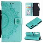 For Samsung Galaxy A50 Totem Flower Embossed Horizontal Flip TPU + PU Leather Case with Holder & Card Slots & Wallet(Green) - 1