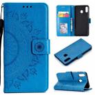 For Samsung Galaxy M20 Totem Flower Embossed Horizontal Flip TPU + PU Leather Case with Holder & Card Slots & Wallet(Blue) - 1