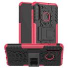 For Samsung Galaxy A21 (US Version) Tire Texture Shockproof TPU+PC Protective Case with Holder(Rose Red) - 1