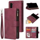 For Galaxy Note 10 Multifunctional Retro Frosted Horizontal Flip Leather Case with Card Slot & Holder & Zipper Wallet & Photo Frame & Lanyard(Red Wine) - 1