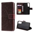 For Samsung Galaxy S21 5G Totem Flower Embossed Horizontal Flip TPU + PU Leather Case with Holder & Card Slots & Wallet(Brown) - 1