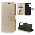 For Samsung Galaxy S21 5G Totem Flower Embossed Horizontal Flip TPU + PU Leather Case with Holder & Card Slots & Wallet(Gold) - 1