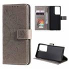 For Samsung Galaxy S21 Ultra 5G Totem Flower Embossed Horizontal Flip TPU + PU Leather Case with Holder & Card Slots & Wallet(Grey) - 1