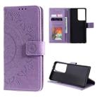 For Samsung Galaxy S21 Ultra 5G Totem Flower Embossed Horizontal Flip TPU + PU Leather Case with Holder & Card Slots & Wallet(Purple) - 1