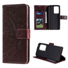 For Samsung Galaxy Note20 Ultra Totem Flower Embossed Horizontal Flip TPU + PU Leather Case with Holder & Card Slots & Wallet(Brown) - 1